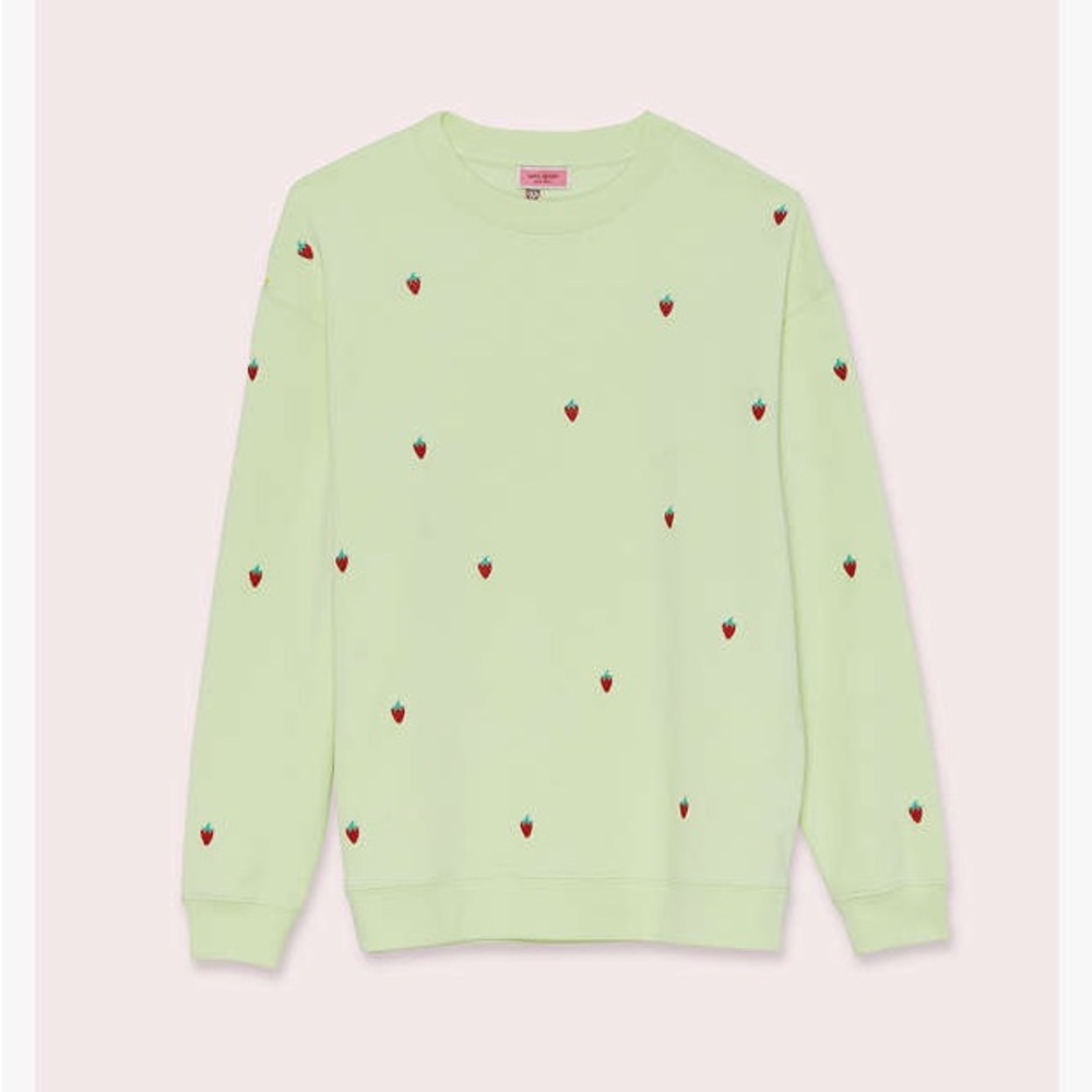 Kate Spade Embroidered Strawberry Coquette Girl Loose Relaxed fit crew neck xs - Picture 5 of 10